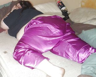My SSBBW Gf In Purple Satin Pajama Bottoms