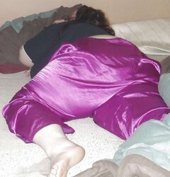 My SSBBW Gf In Purple Satin Pajama Bottoms