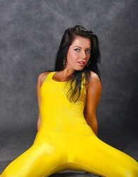Yellow lycra catsuit