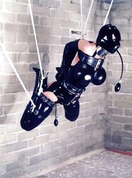 Restrain Bondage in leather and spandex