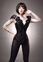 Corsets, leather, spandex and lace.