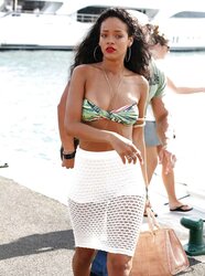 Rihanna out in bathing suit top St Tropez SUGARY-SWEET BREASTS