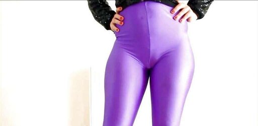Thick bootie latex trousers cameltoe purple mega butt stellar lady