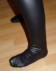 Wifes cool spandex leather wetlook glossy pantyhose