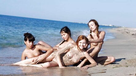 4 Teenagers On Beach .My Fav RedHead. Ur Fav?