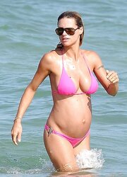 Steamy Pregnant Celeb Michelle Hunziker in Bathing Suit three German
