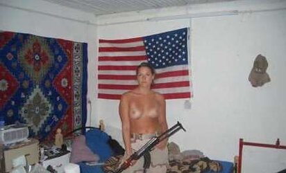 Bare lady with guns