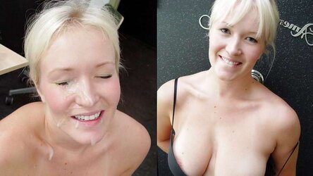 Before and after facial cumshot and jizz shot. A selection.