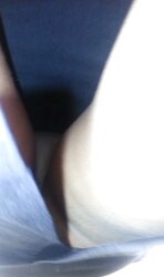 US Dark Haired ebony micro-skirt white g-string unshaved butt