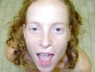 Redhead teenager guzzling and creampied - N. C.