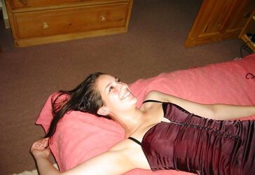 Fledgling brown-haired posing in her bedroom