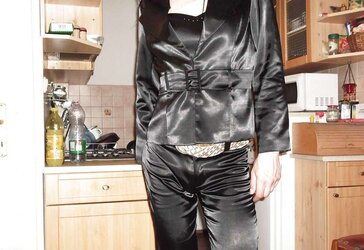 Dark-Hued satin suit (pants, harness, jacket)