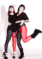 My sis and her gf, jaw-dropping, leggings, stockings, latex,