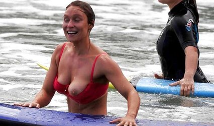 Lisa Gormley Jug-Glide Bathing Suit Malfunction At The Beach