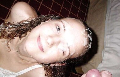Ginormous jizz fountains on her face