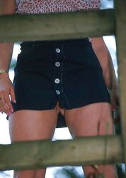 Outdoor spy upskirts of clean-shaved pussy light-haired...