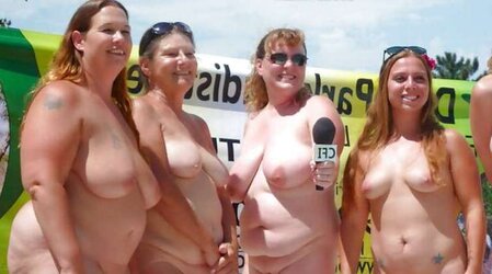 Plumper femmes naked in public.