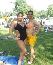 Mom and not her daughter in bathing suit