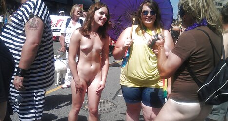 Naked dame at Pride!