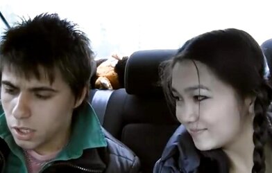 The Super Hot Asian Kazakh Female Bangs In The Car With Russian Man