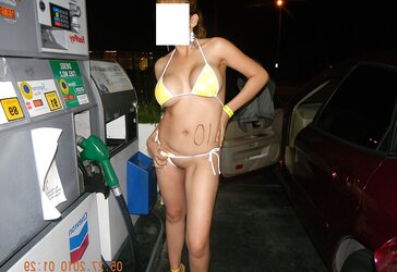 NINA latina pumping gas after swimsuit compete