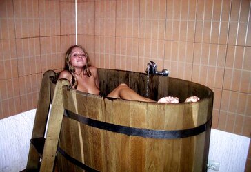 A highly super-hot ash-blonde damsel in the bathtub