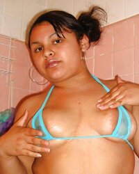 Chubby Latina in Micro Swimsuit