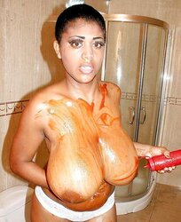Massive titties decorated in ketchup