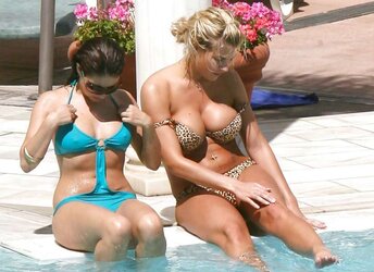 Gemma Atkinson and Roxanne Pallett Swimsuit Candids