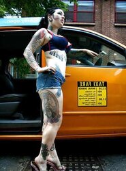 Buxomy Alt Punk Adahlia Thumbs on Taxi Cab