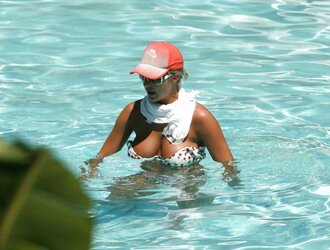 Gemma Atkinson Swimsuit Candids at Pool in Miami