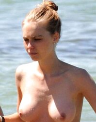 Super-Fucking-Hot Model Katharina Damm Stripped To The Waist At The Beach In St. Tropez