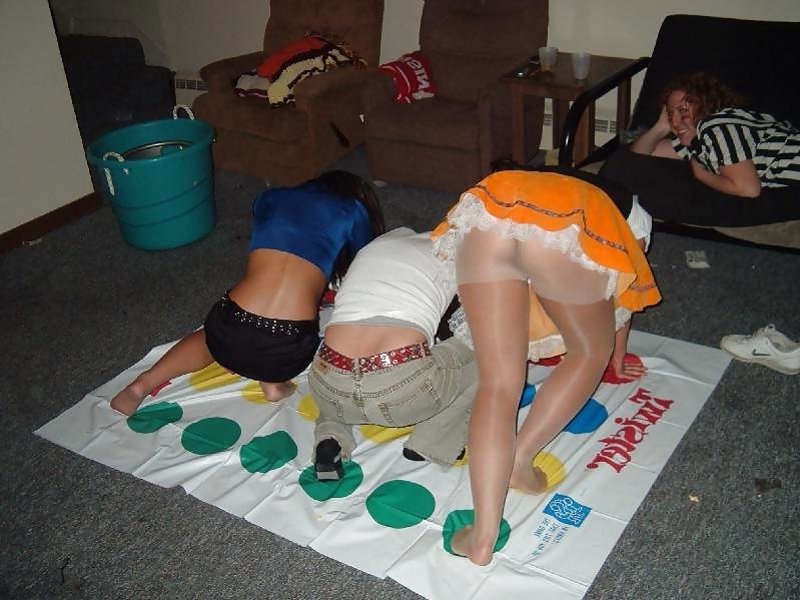Upskirt Playing Twister - Playing Twister, Upskirt, Bare and Downblouse - ZB Porn