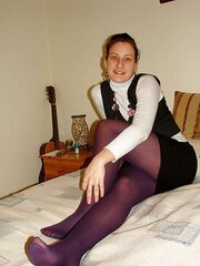Purple nylons, tights, pantyhose